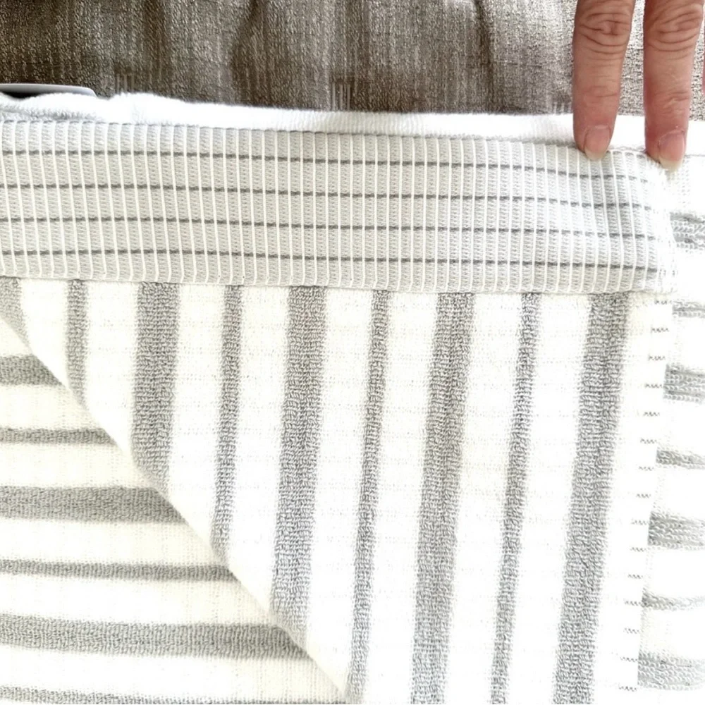 DKNY Cotton Bath Towels Set of 2 Gray & White Stripes NEW
